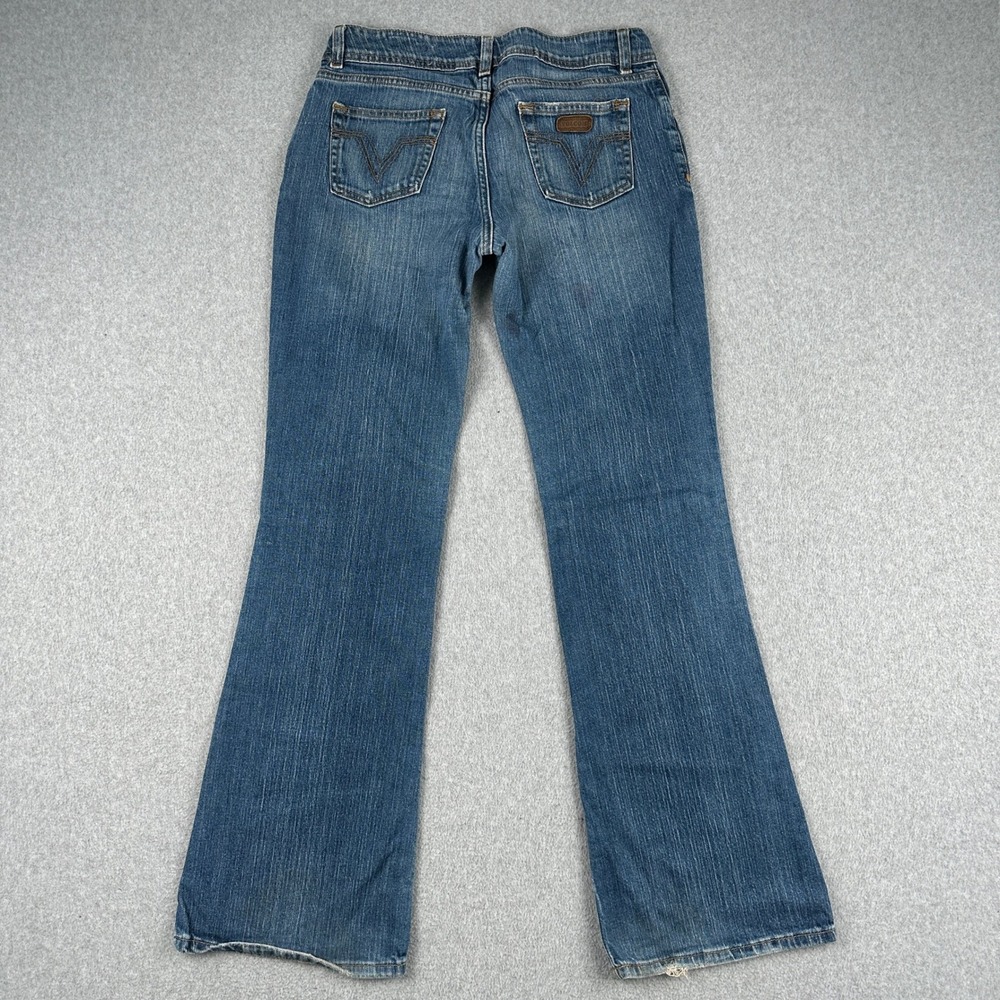 Volcom Jeans Womens 9 Blue Denim Flare Low Rise Y2K Skate Boardwear - Picture 2 of 15